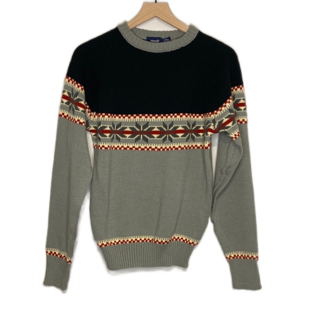 Vintage Wrangler Knit Crewneck Pullover Sweater Small Western Southwest Rodeo